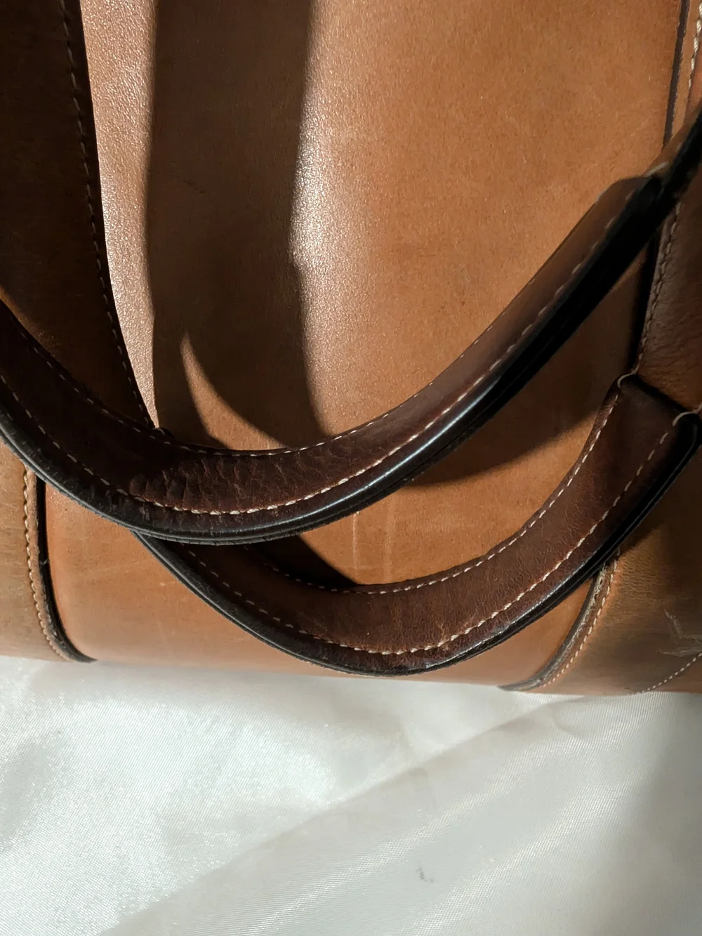 Y2K Coach Brown Leather Tote Bag with Buckle Straps Key Tag Medium To Large